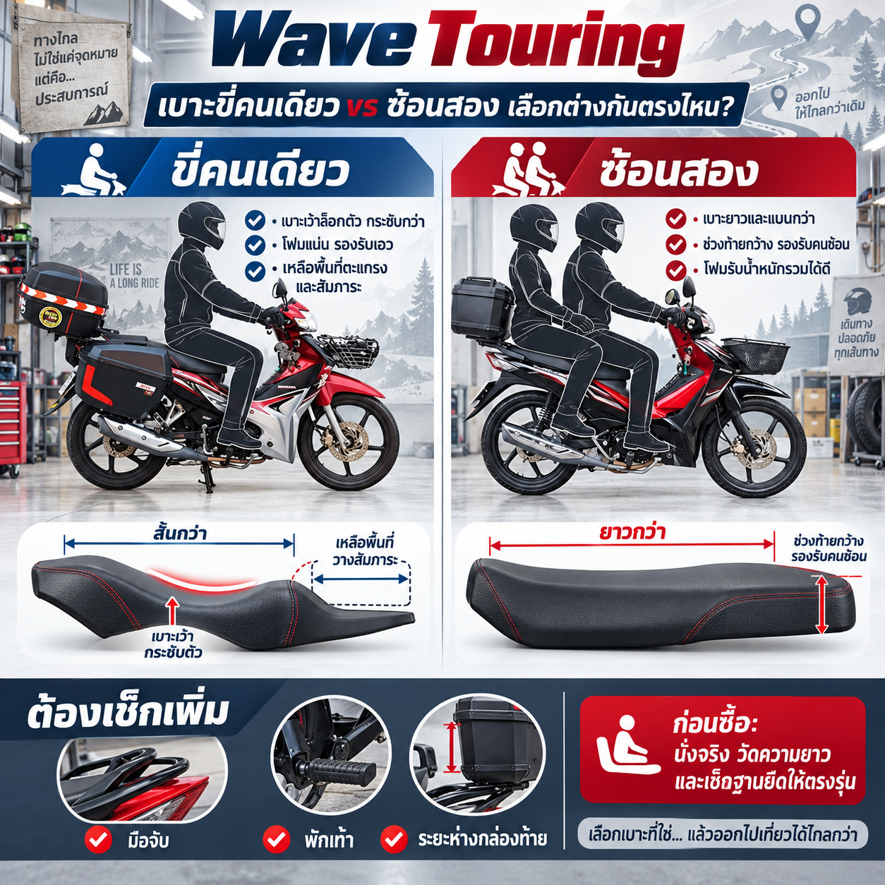 เบาะสำหรับ Honda Wave Touring