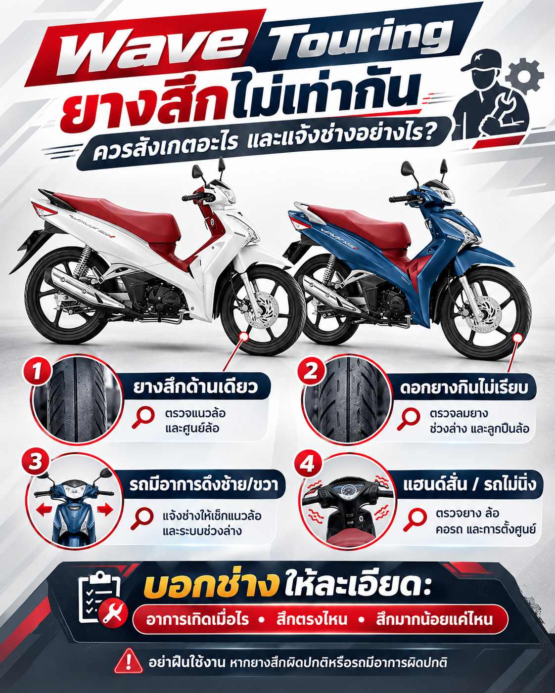 ยางสึกไม่เท่ากันใน Wave Touring