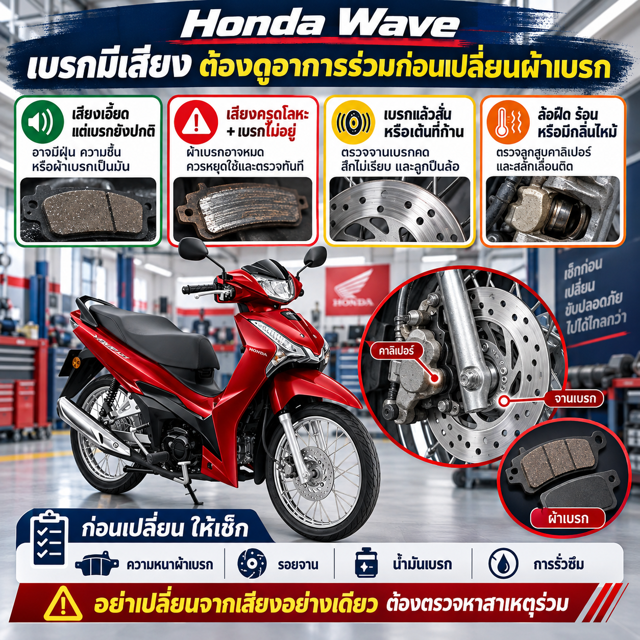 Honda Wave เบรกมีเสียง
